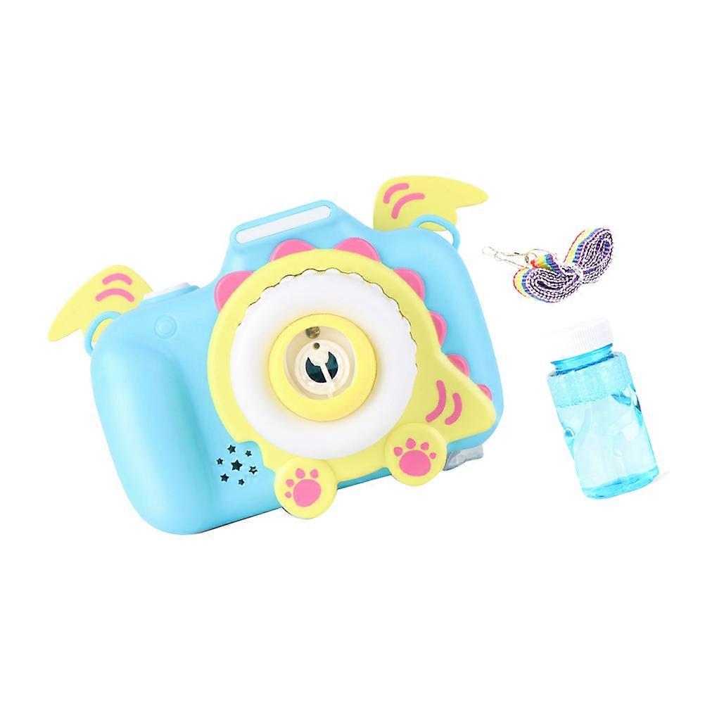 Automatic Bubble Blowing Machine For Children In Dinosaur Camera Shape Light Music Function Blue Color 1Set Perfect For Party Favors And Festivals
