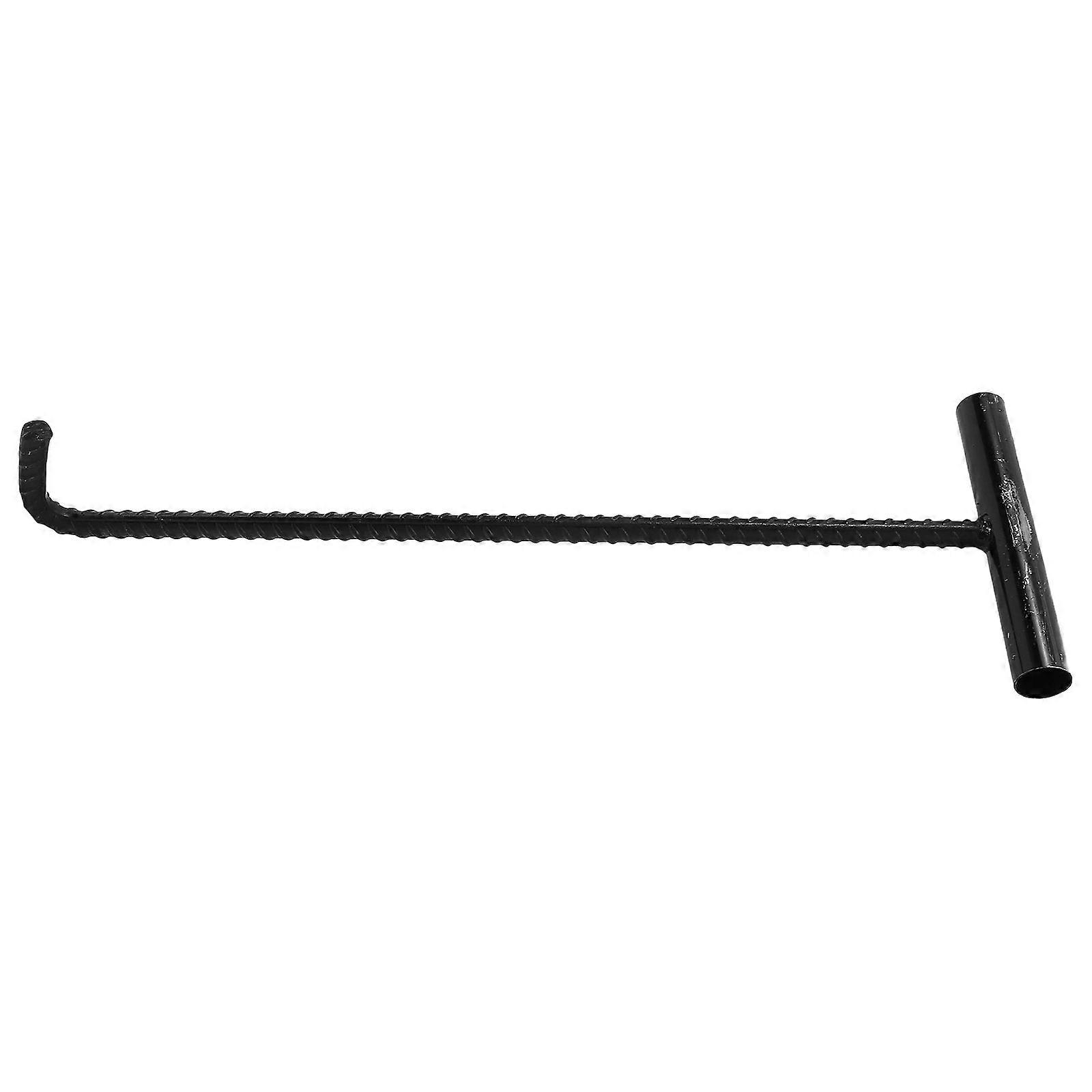 Hemoton Manhole Cover Hook T Hook Pull Hook Heavy Duty Lifting Hook for Rolling Door