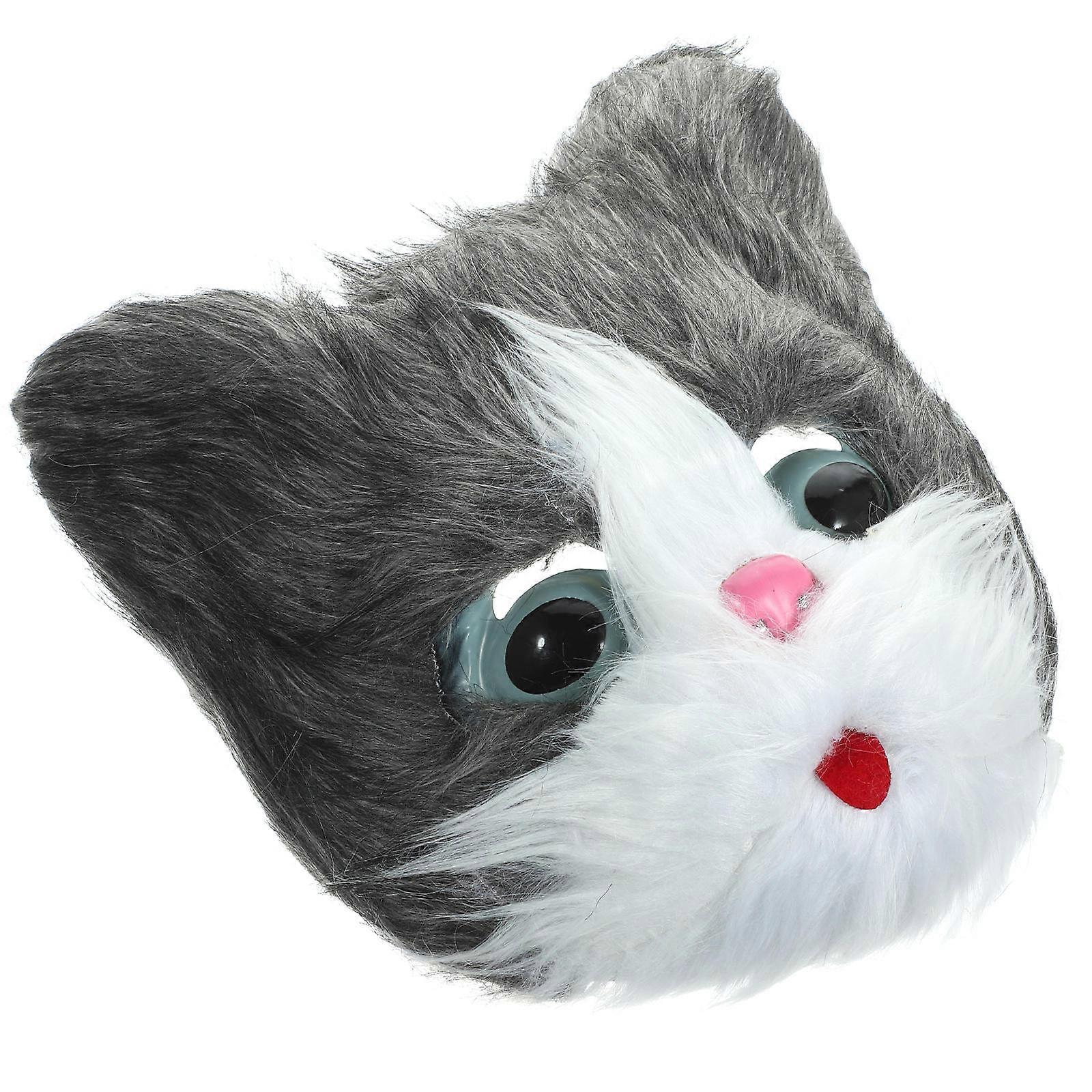 Cat Mask Party Costume Realistic Design For Halloween And Carnival Dark Grey Color 1 Set