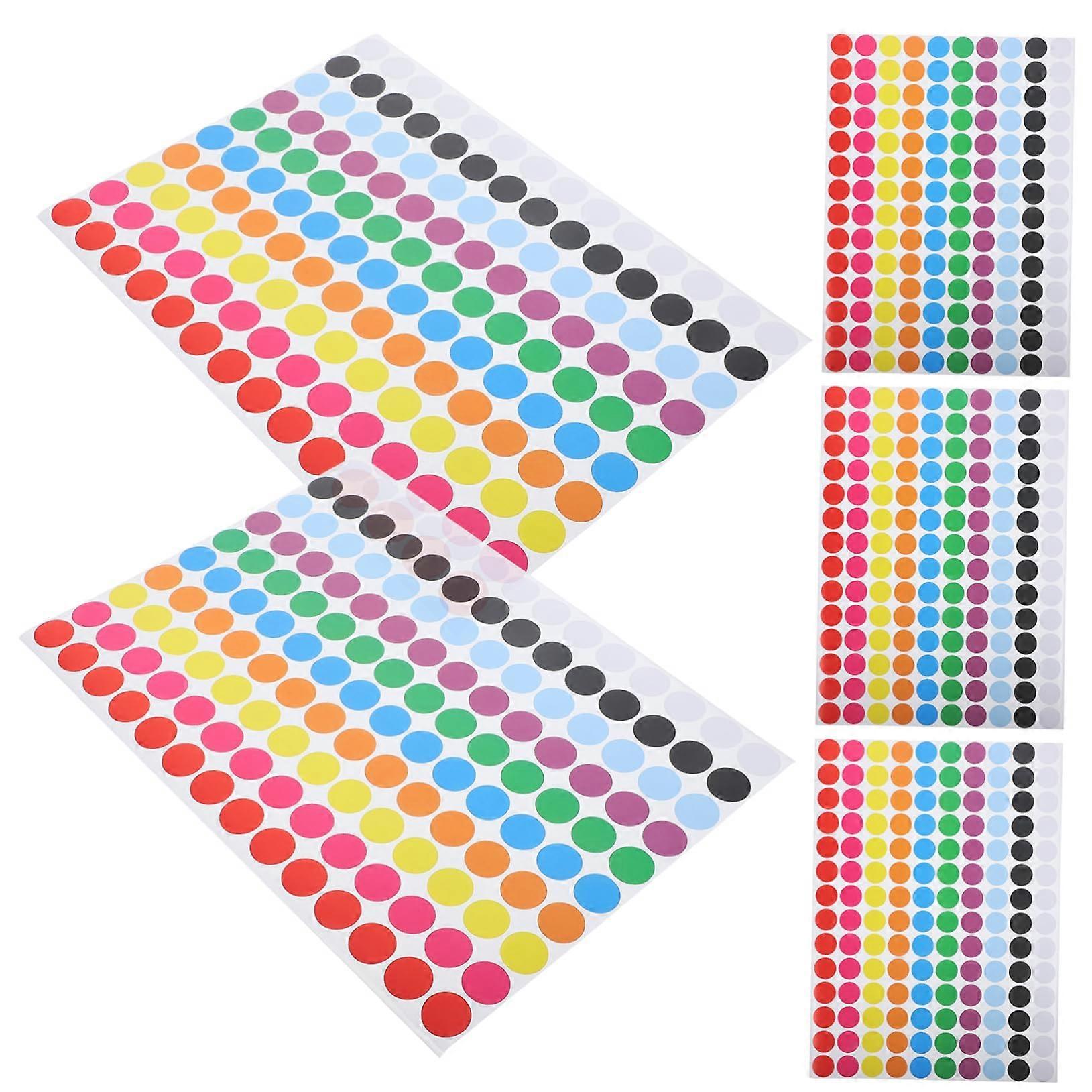 Label Stickers, 5 Sheets, Round Stickers, Decorative Dot Stickers, Organisation Labels