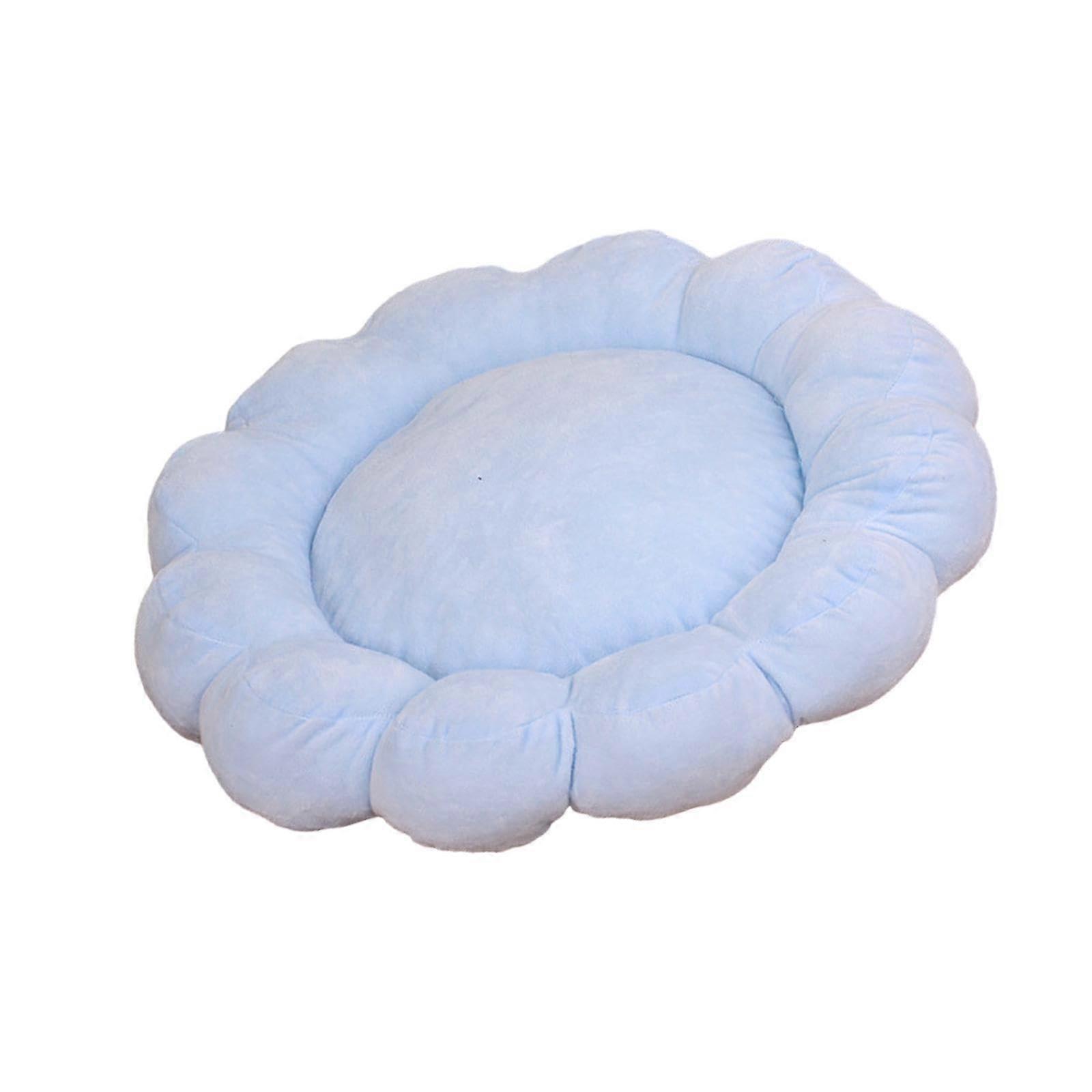 AWHAO Small Dog Bed, Cute Cat Bed with Petals, NonSlip Soft Pet Nesting Bed, Pet Sleeping Pad for Puppies, Blue