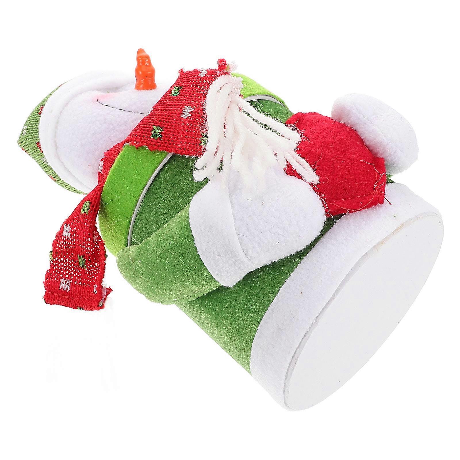 Festive Snowman Candy Jar with Lid – Velour Design Decorative Storage for Christmas Party Favors and Office Decoration