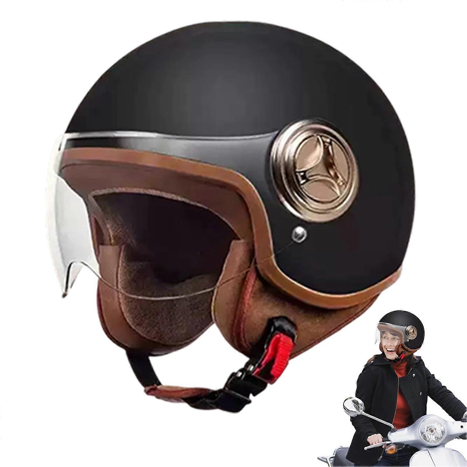 Mountain Bike Helmet, Half Open Face for Scooter, Moped, Skateboard, Lightweight Protective Gear Black