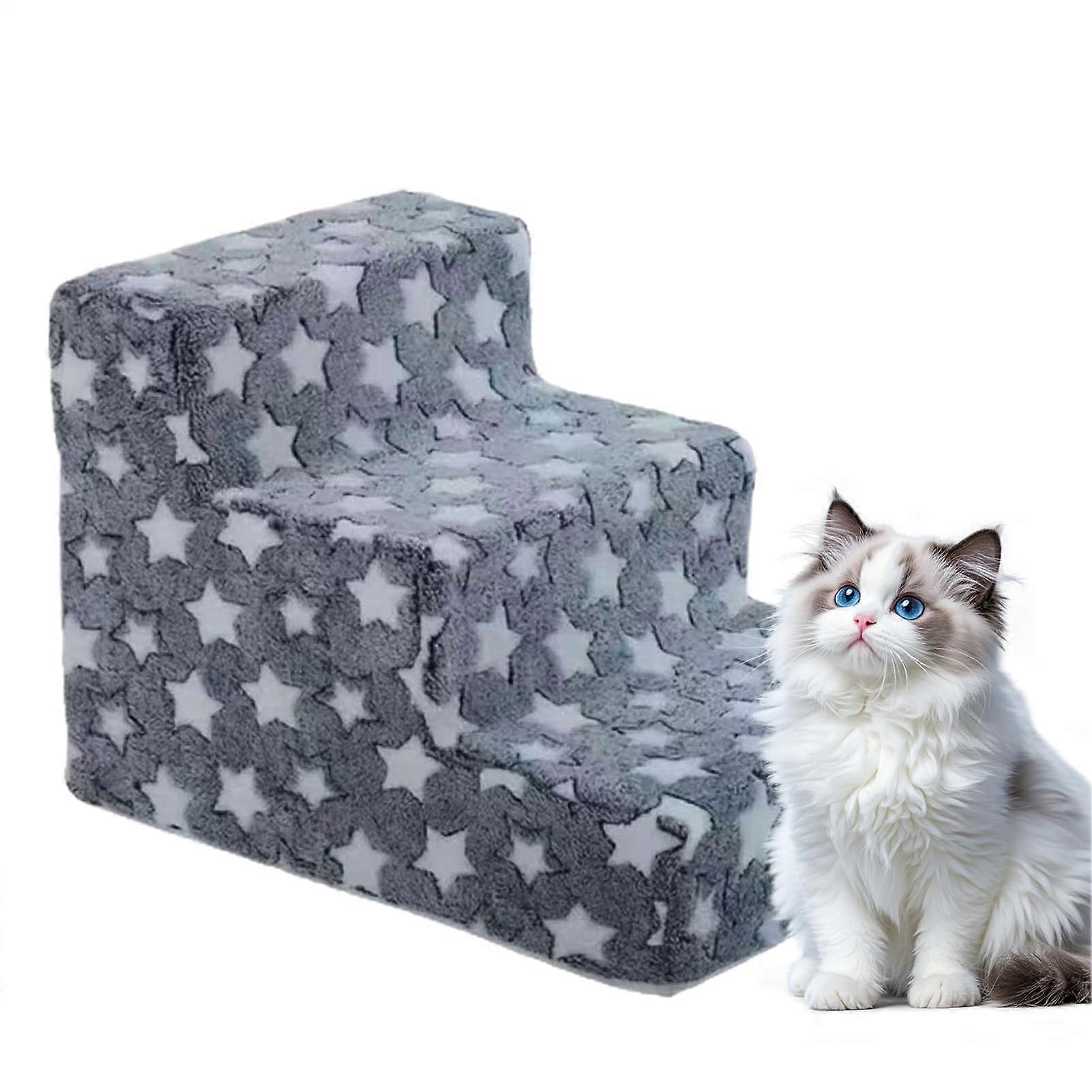 Dog Stairs for Bed MultiLevel Pet Steps for Dogs and Cats, NonSlip Balanced Removable Cat Stairs for Small and Elderly Animals, Blue