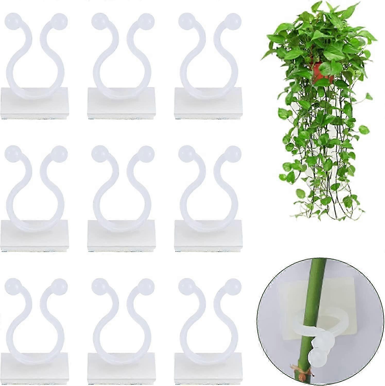 100 Plant Clips (white) For Climbing Plants, Plant Wall Fixing Clips, Self-adhesive Invisible Wall Vine Fixing Device, Adhesive Plant Hooks For Indoor