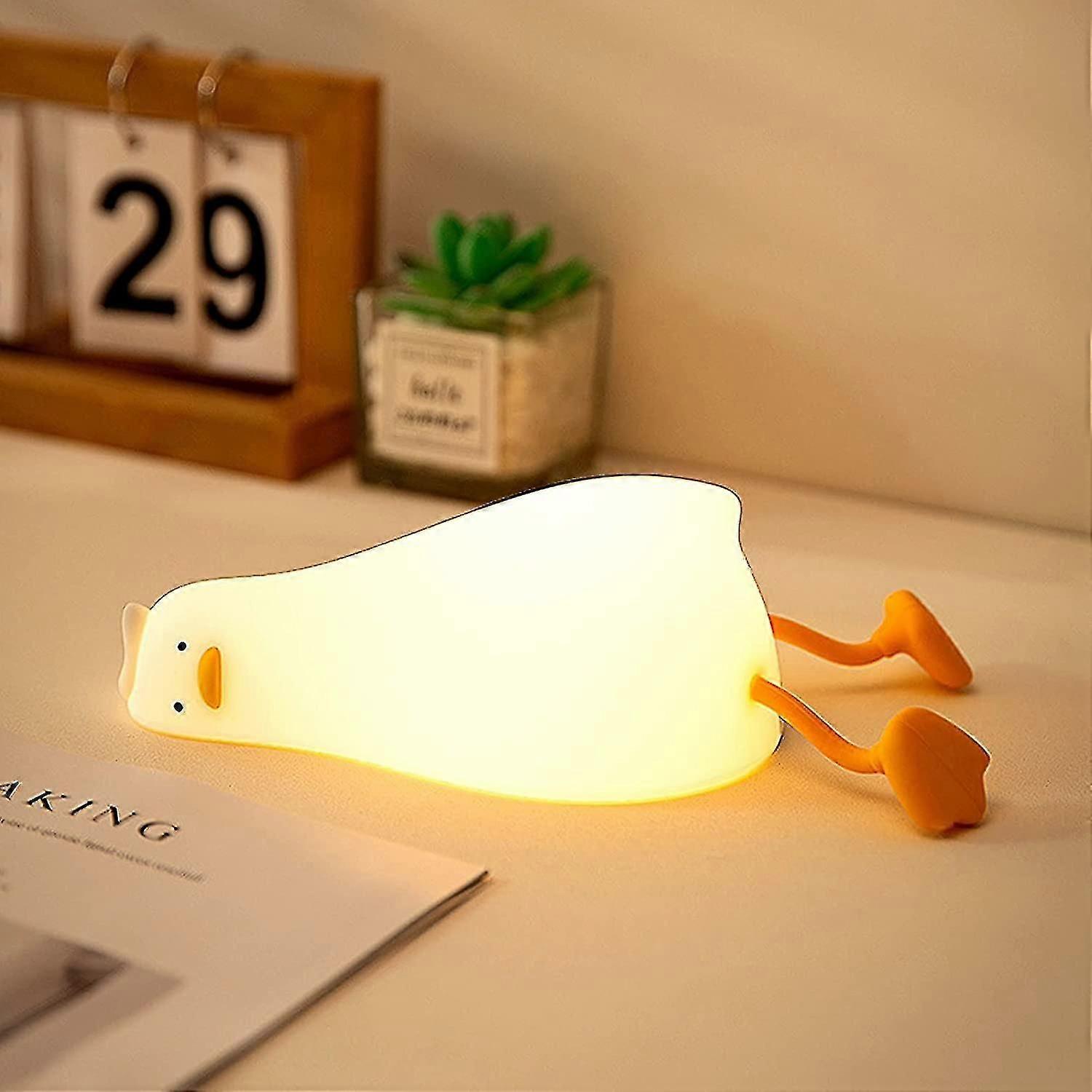 Silicone Duck LED Night Light, USB Rechargeable Touch Bedside Lamp