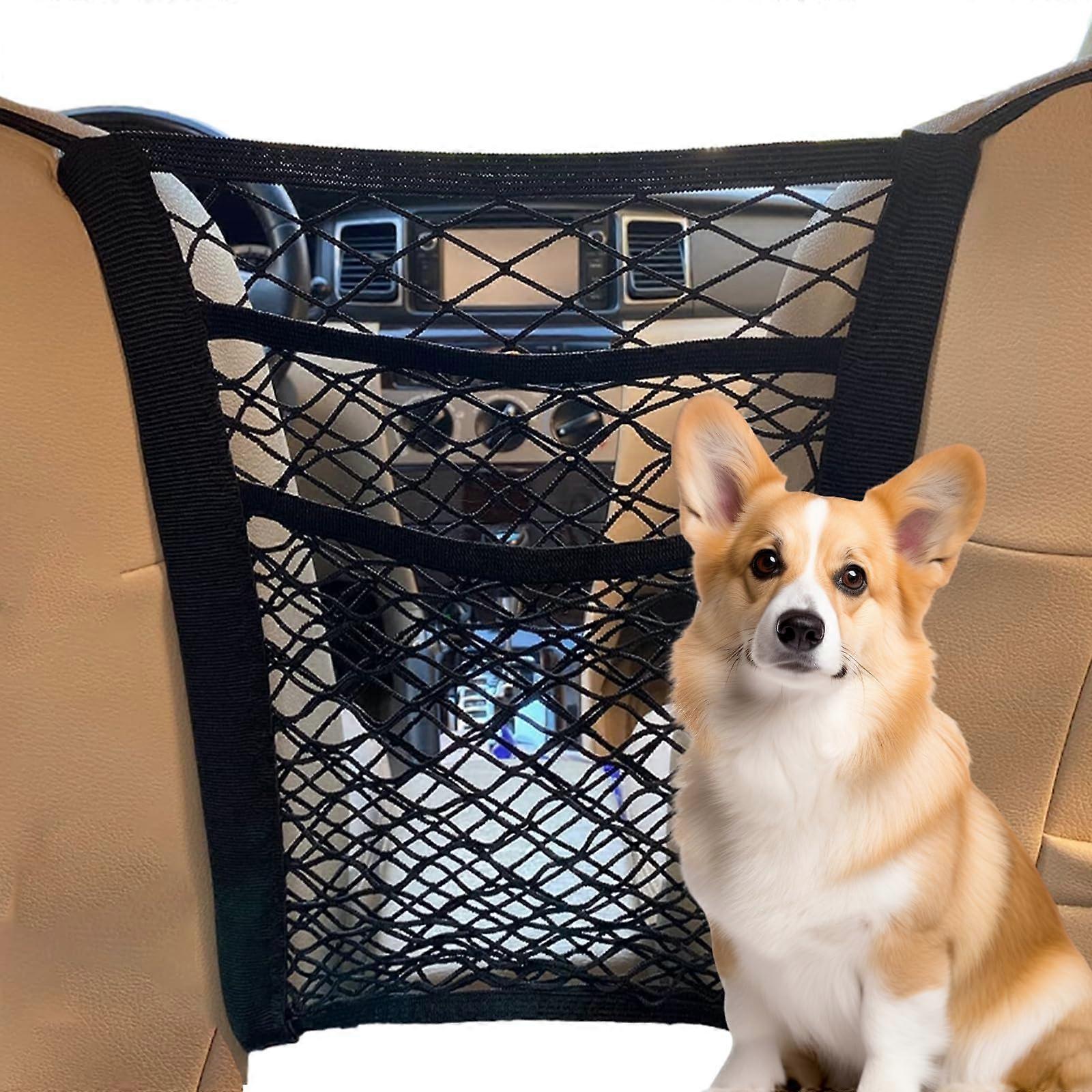 3-Layer Car Net Organiser Universal Back Seat Net For Dogs Car Pet Barrier Accessories Storage For SUVs And Trucks