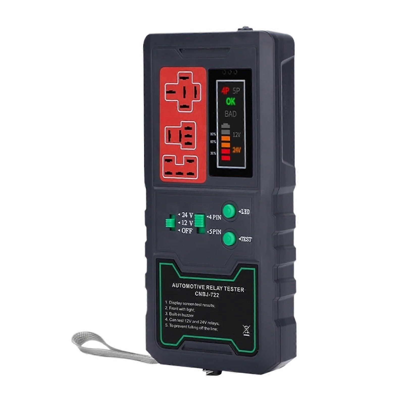 Car Relay Tester 12V 24V Electronic Automotive Motorcycles Battery Checker Alternator Analyzer Diagnostic Tool (No Battery)