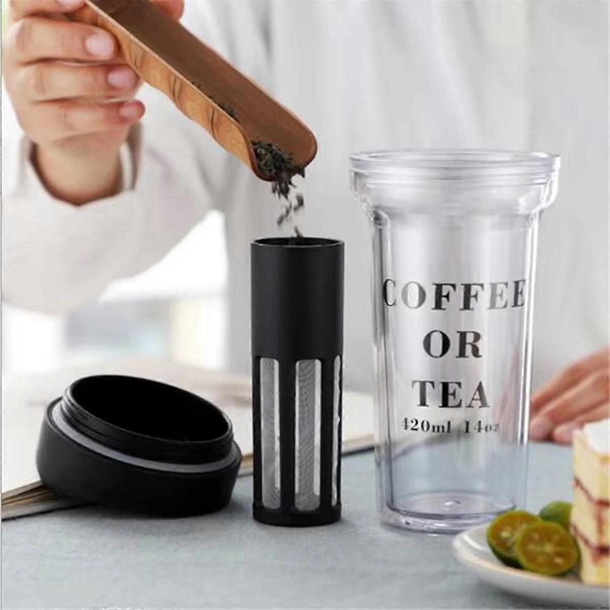 Tragbare 420ml Kaffeetasse mit integriertem Filter & Teeei - perfekt für unterwegs