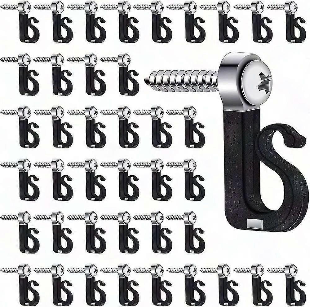 40 Pack Screw Hooks with Drill Bit - Indoor Outdoor Light Holder Hooks for LED String Lights, Easy Release Q-Hangers