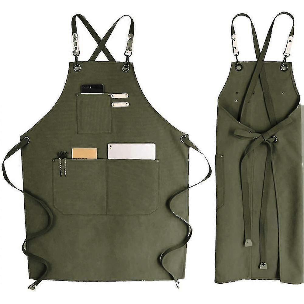 Kitchen Cooking Baking Bib Apron, Adjustable Strap And Large Pockets