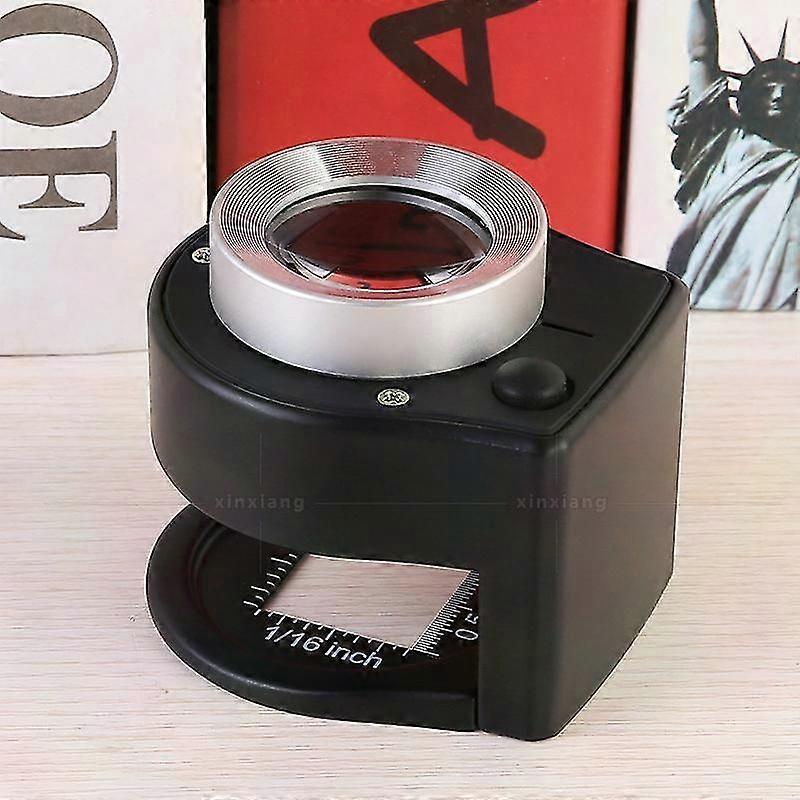 30X Illuminated Magnifying Glass with 6 LED Lights, Portable Folding Desktop Magnifier with Metal Scale