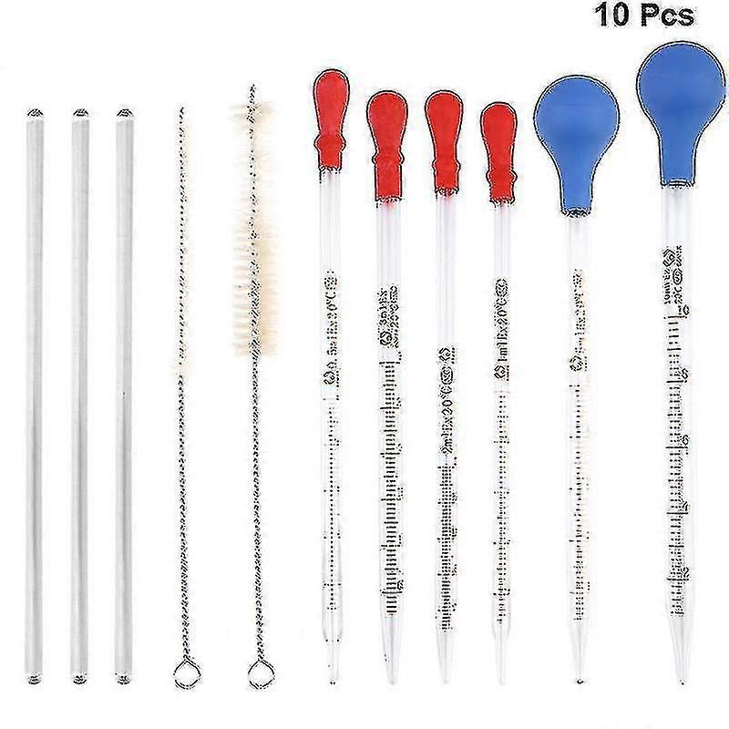 Rubberen kop glazen pipet - 10 stuks Lab Dropper met schaallijn (diverse kleuren)