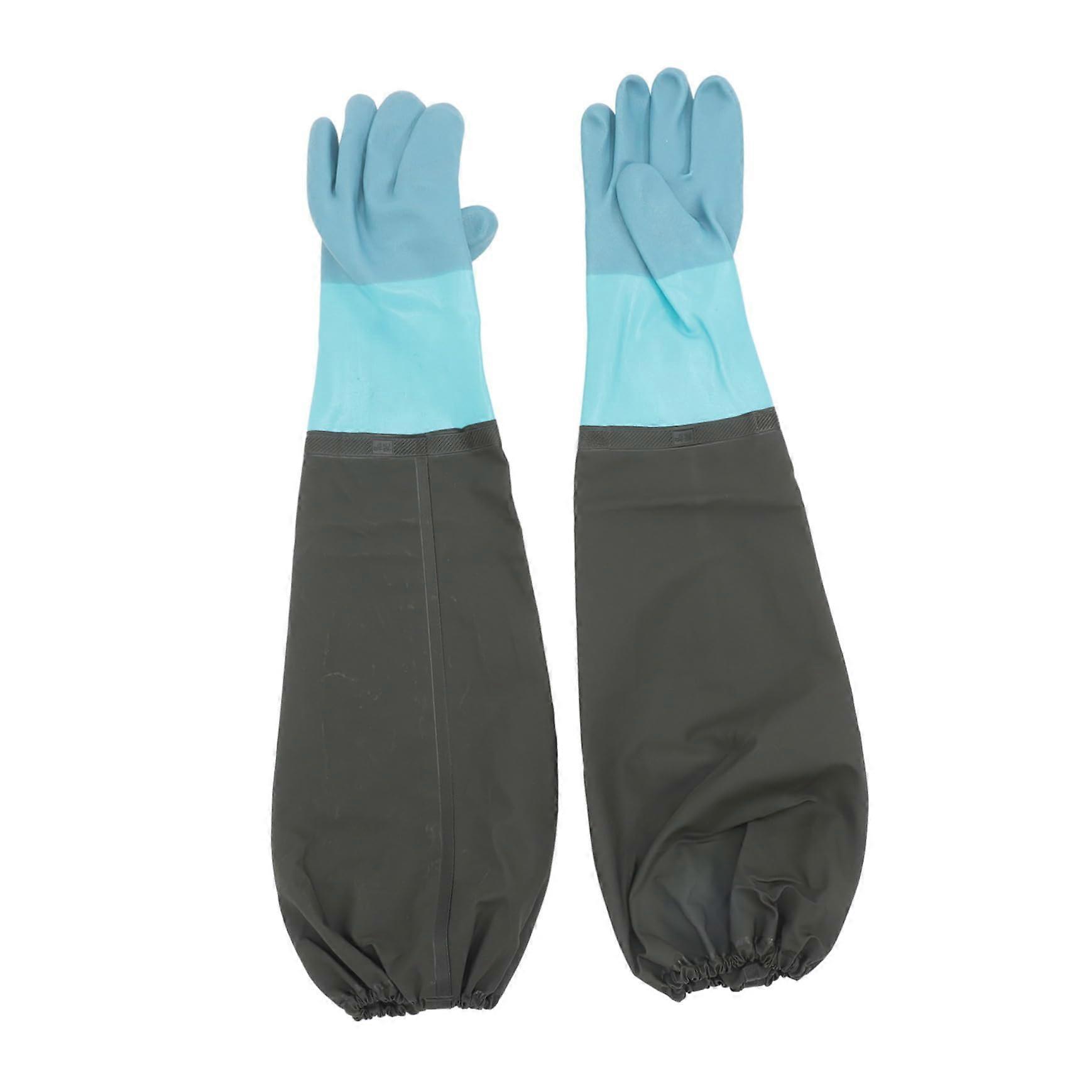 Long Elbow Work Gloves Gardening Dishwashing Cleaning Heavy Duty Rubber Water Resistant Elastic Fit Industrial Use