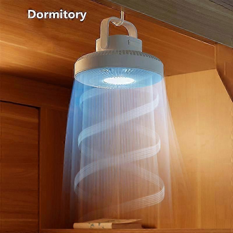 Portable Outdoor Camping Air Cooler Fan with LED Light, Remote Control, USB Rechargeable, 3-Speed Wall/Ceiling Fan