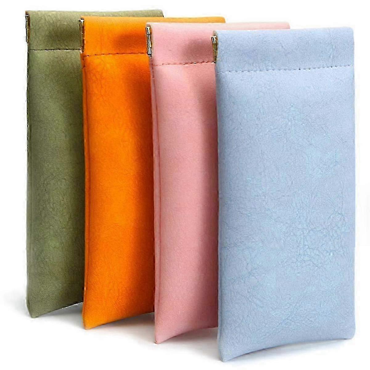 Pacote com 4 Estojos para Óculos PU Macios para Homens e Mulheres, Suporte Portátil para Óculos e Óculos de Sol com Proteção Durável