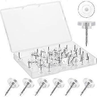 50 Pieces Transparent Thumbtacks, 16 mm Flat Head Push Pins Wall Mounts