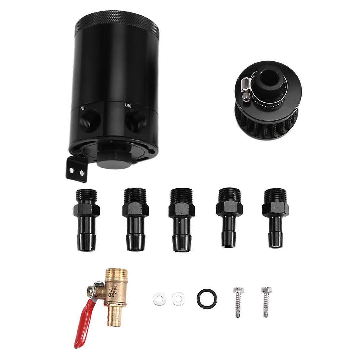 Universal Car Baffled Oil Catch Can Tank Reservoir Separator 2 Port