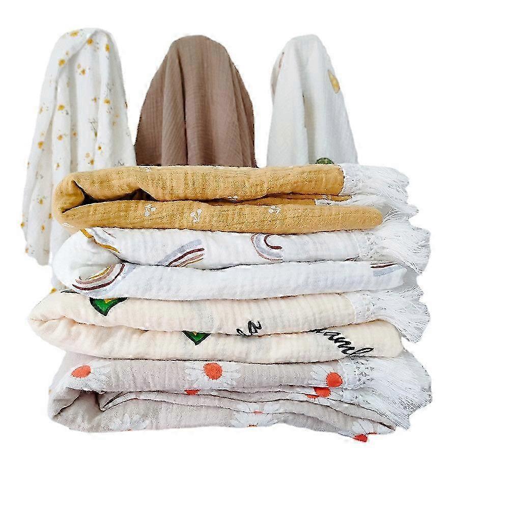 European And Children's Cotton Printing Tassel Blanket Gauze Wrappe...