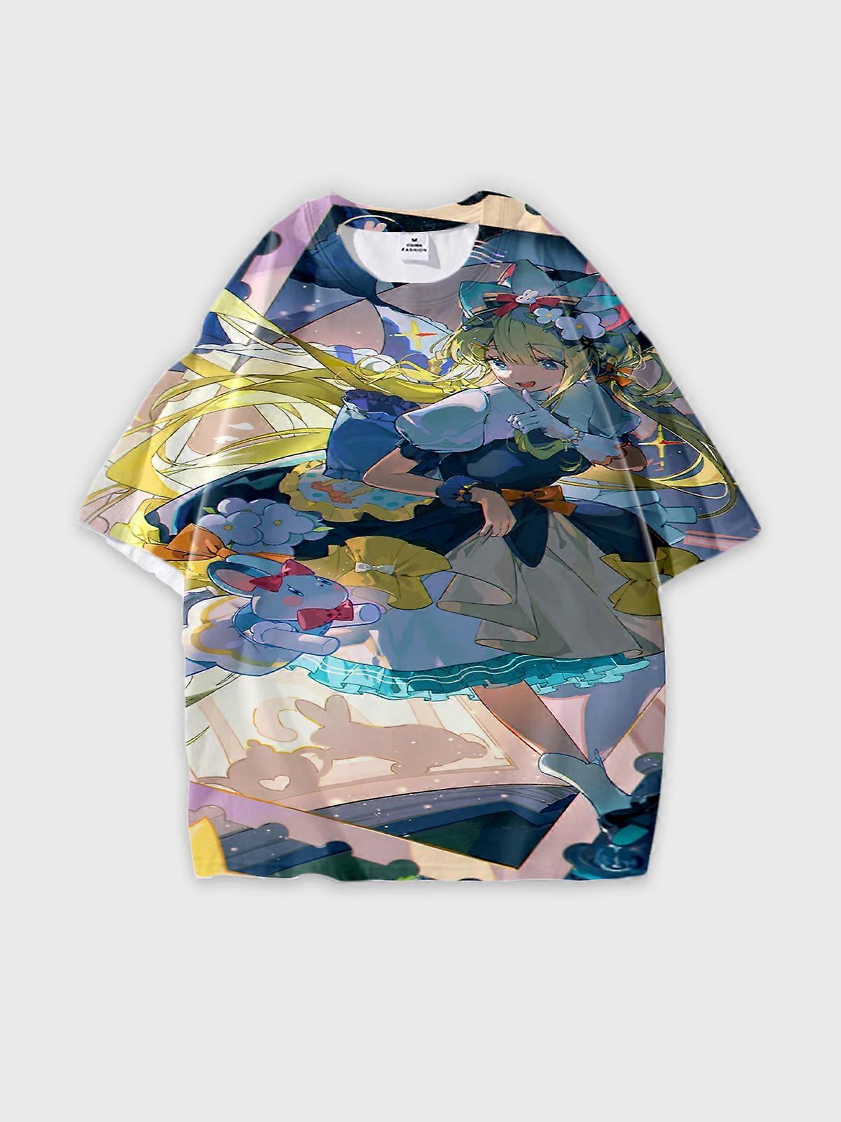 T-Shirt Short Sleeve Round Neck, Summer Casual Loose Graphic Tee, Unisex Pattern U2588