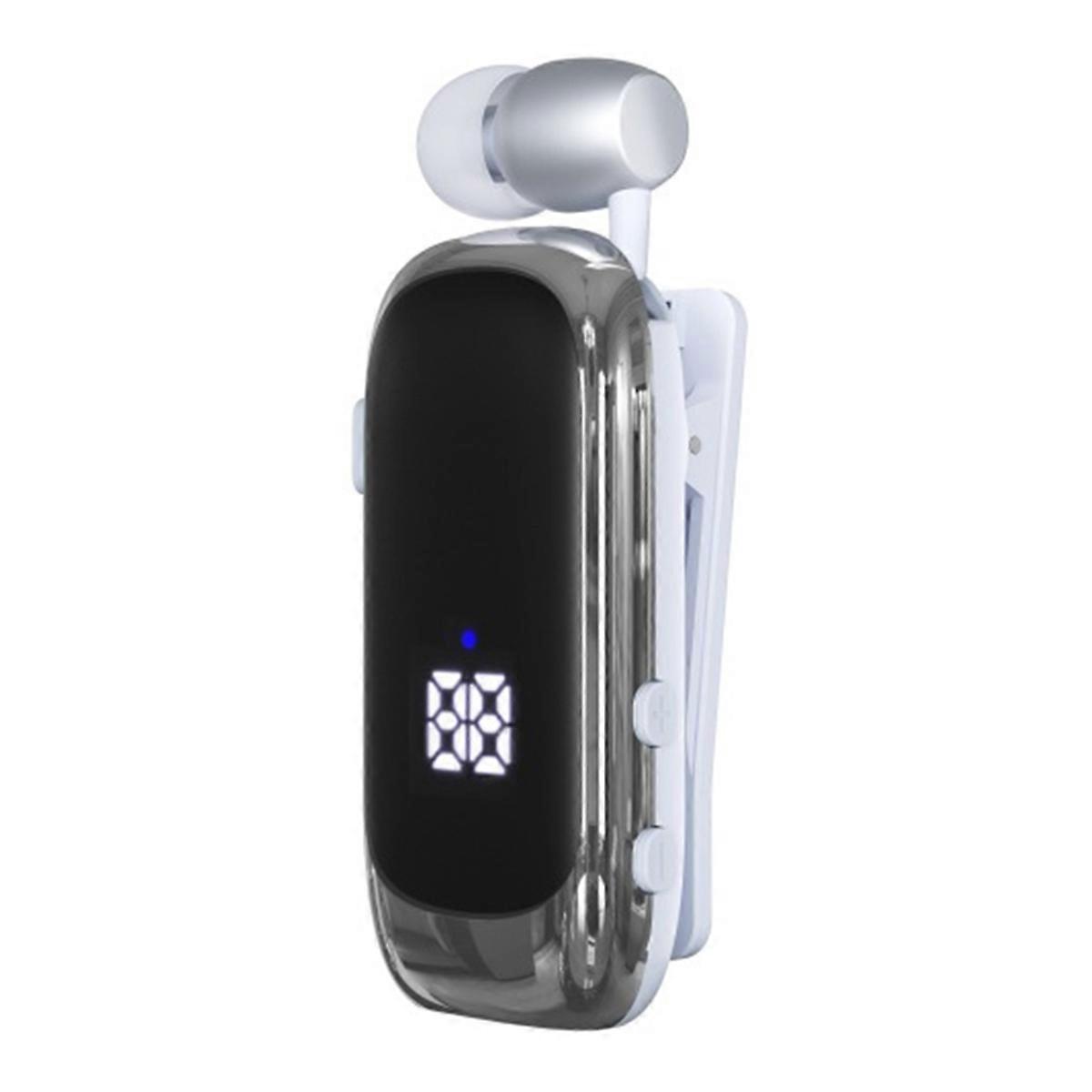 K88 Lavalier Business Bluetooth 5.4 Headphone Talk/Music Time 20 Hours, LED Digital Display,Noice Cancelling White