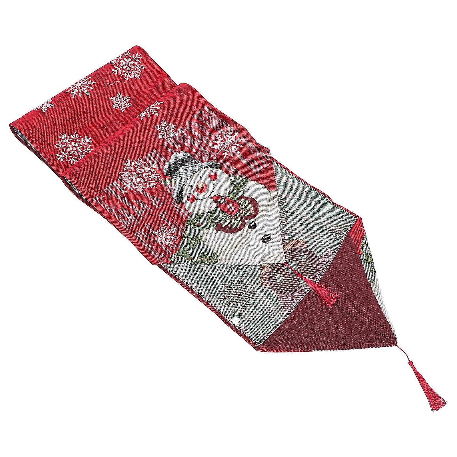 Snowman Table Cover Protector Christmas Occasion for Home Party Red 1Pc