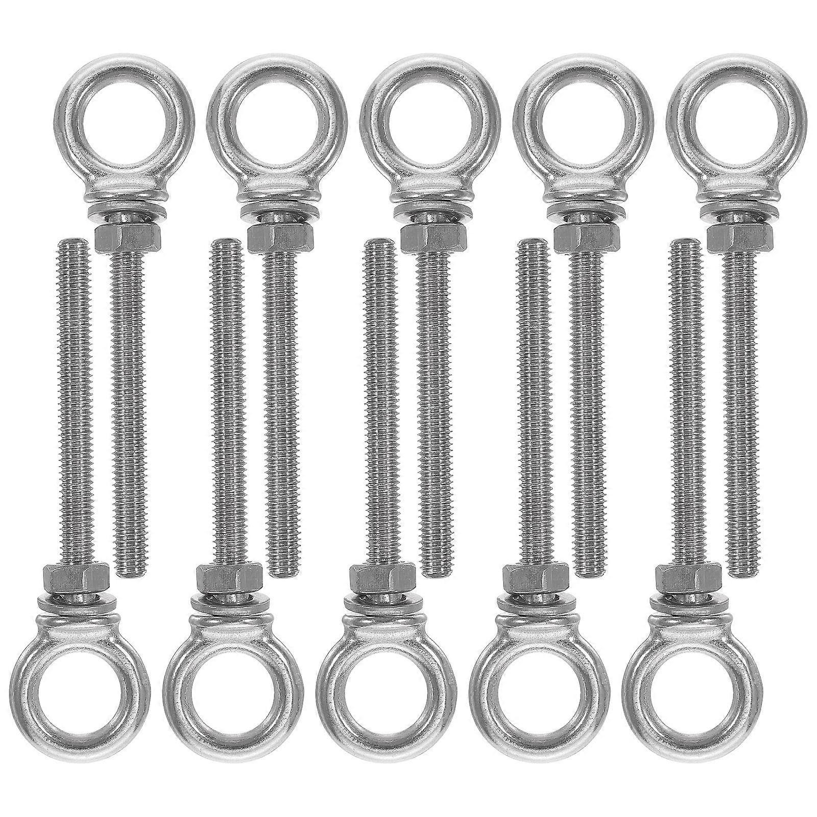Stainless Steel Hanging Rings for Household Use Silver Color 10 Pieces M6x60