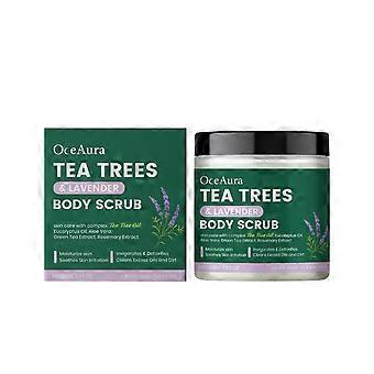 Tea Tree Olie Lichaam & Voet Scrub, Himalaya Zout Exfoliërende Scrub, met Stamcellen, Collageen & Shea Boter, Lavendel Geur, Hydrateert, Verwijdert Dode S