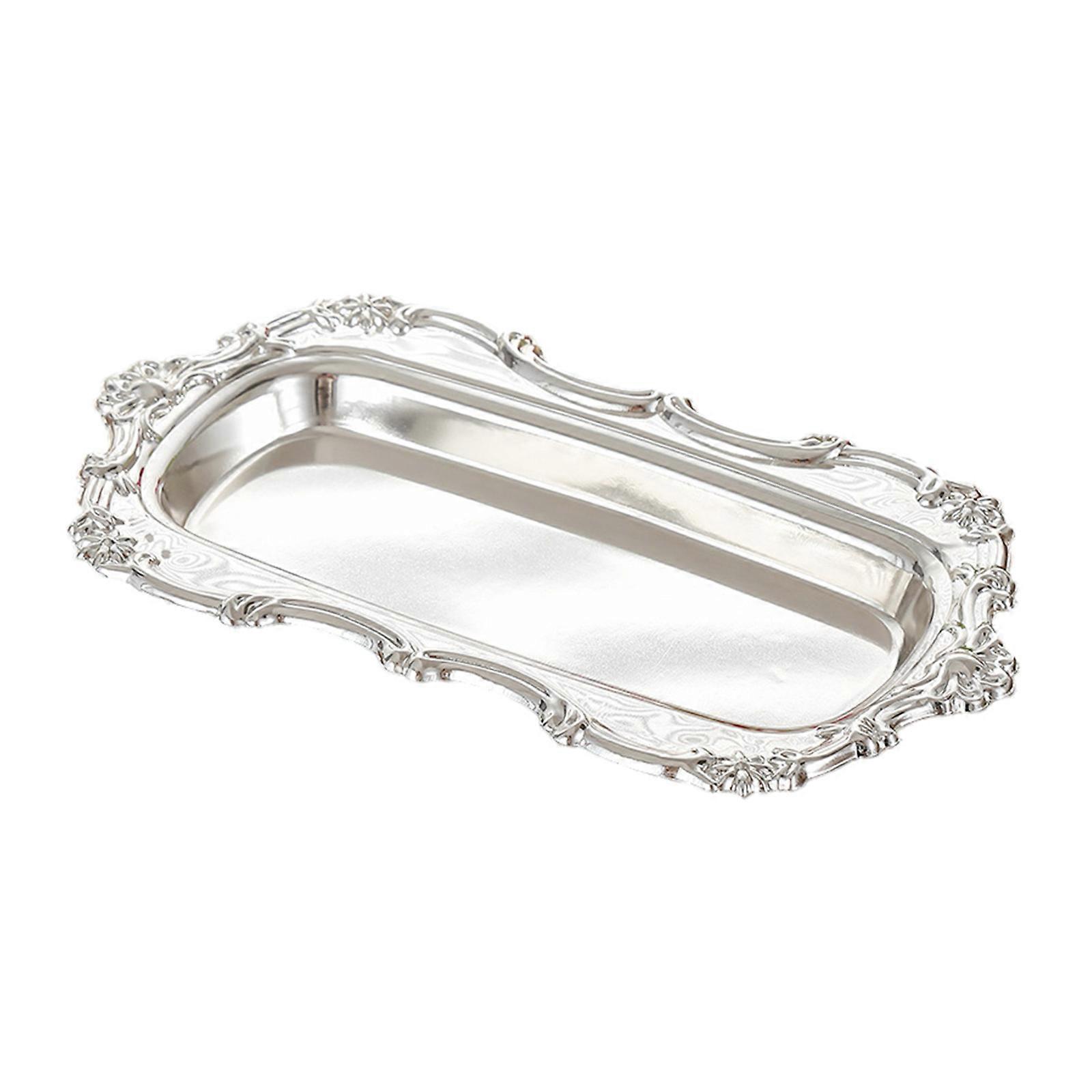 Elegant Snacks Platter Decorative Wrought Iron Display Tray Perfect For Event Dining Or Coffee Table Styling  Silver