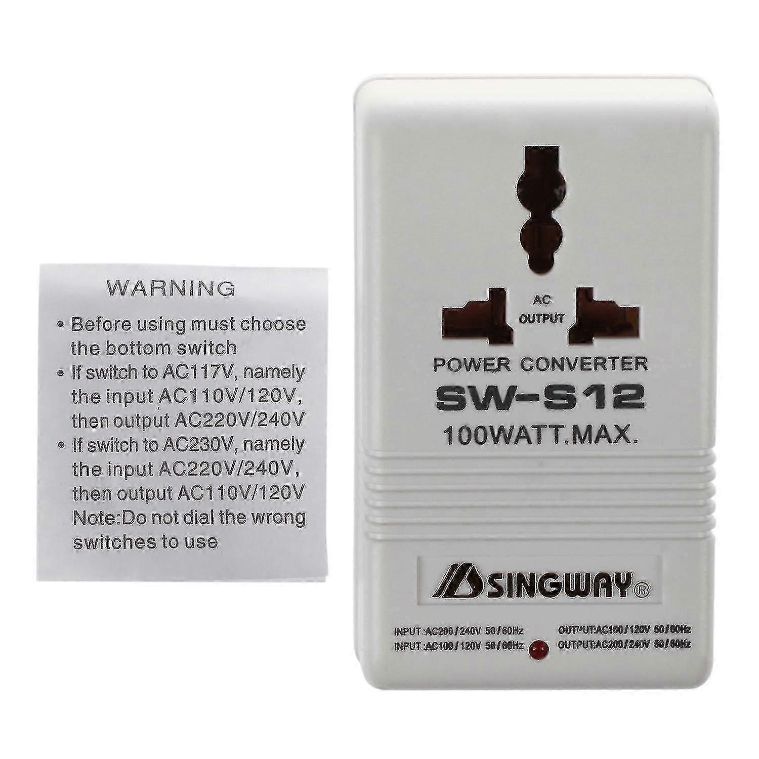Produktbild von Spannungswandler 100 W – Step-Up/Down 110–120V ⇄ 220–240V, Reiseadapter, Mit Schalter & Schutzkontakt