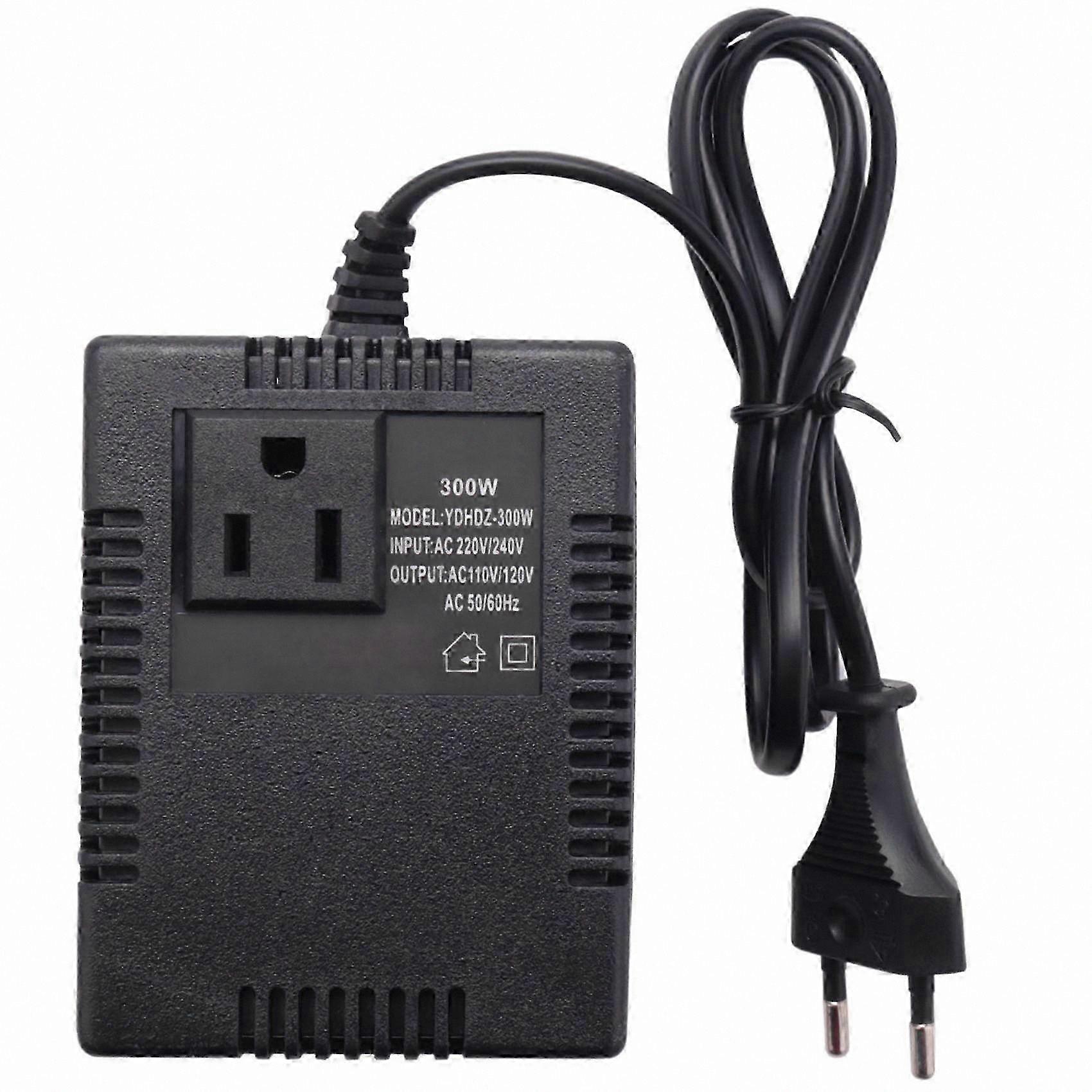 300W Step Down Voltage Transformer 220/240V to 110/120V AC Adapter with EU Plug for Travel Use