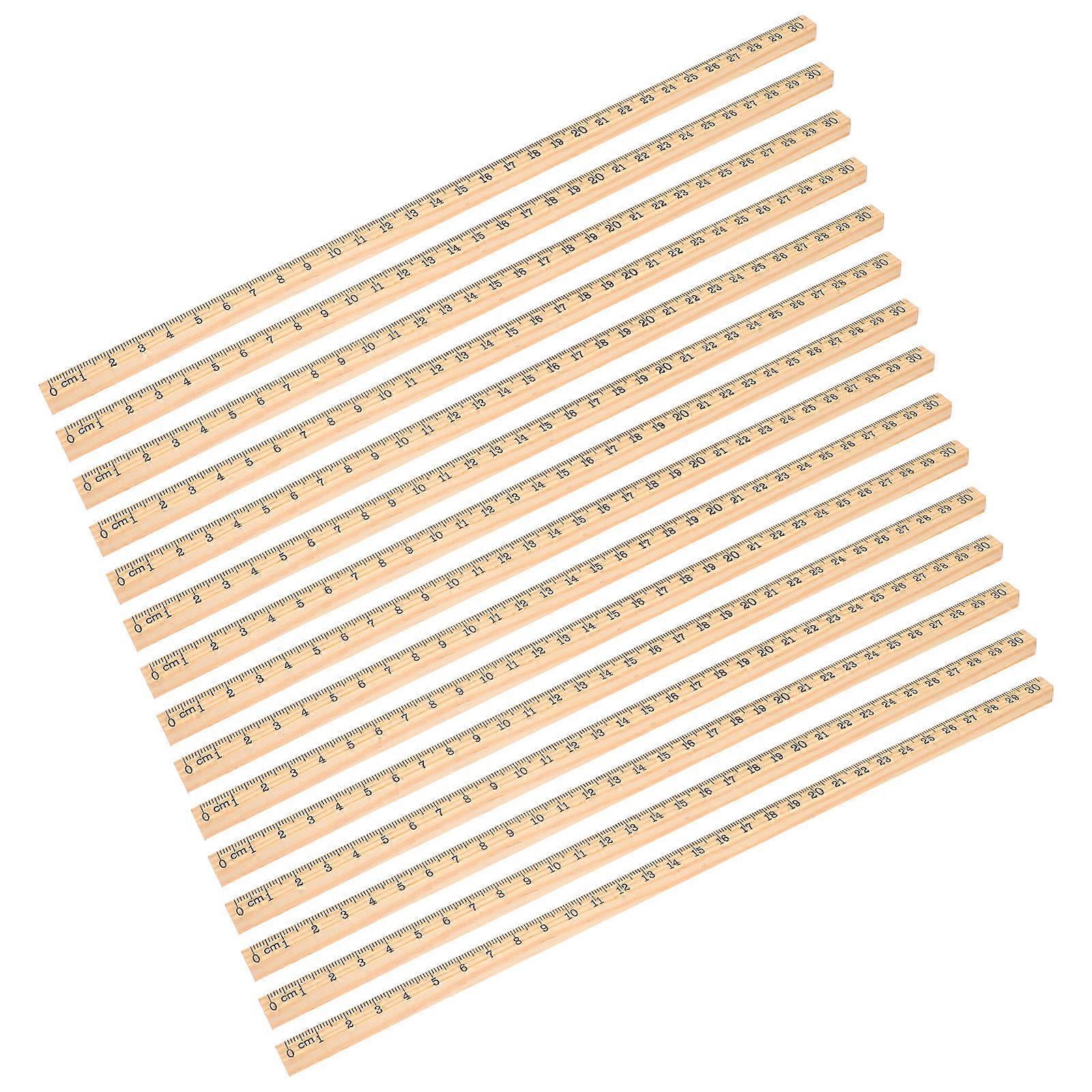 Wooden Rulers with Clear Scale for Measuring 60Pcs Students Ruler