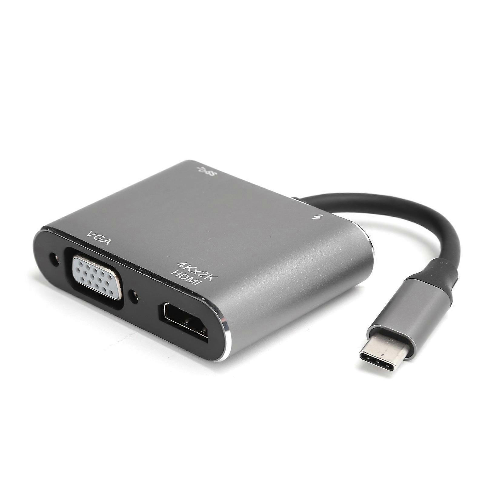 Interface multimédia Type C vers HD VGA USB 3.0 Station d'accueil USB-C Convertisseur USB-C 4 en 1 4K