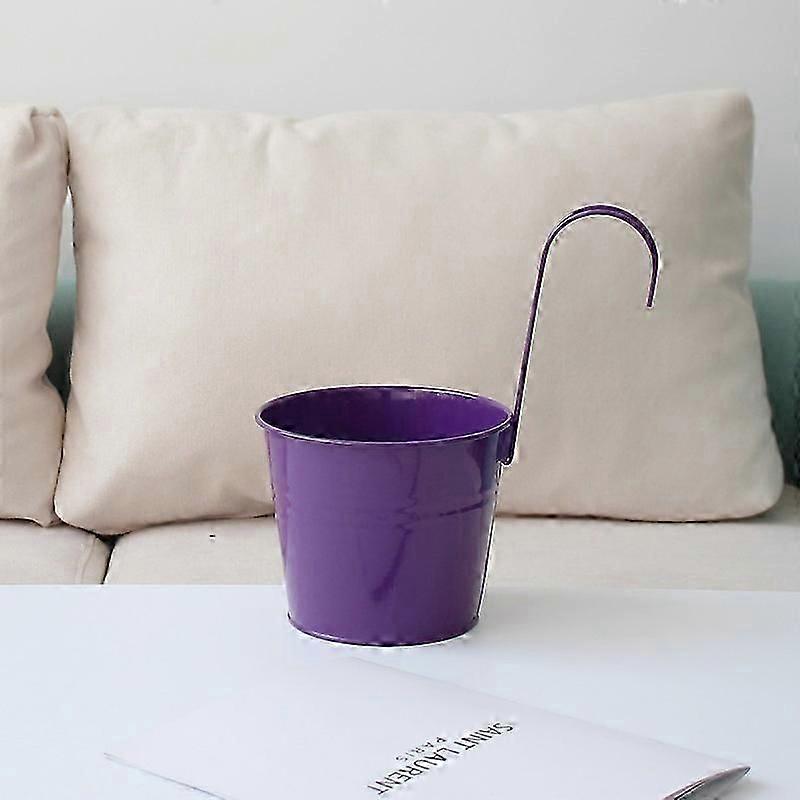 2pcs Flower Vase, Hanging, with Drainage Hole, Metal Decoration for Balcony, Detachable Hook