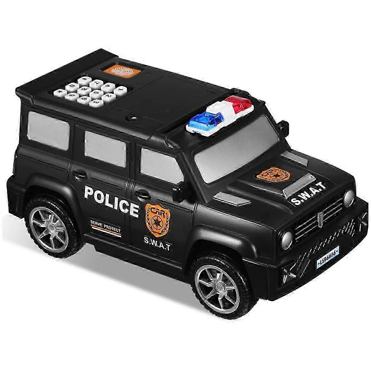 حصالة نقود رقمية ببصمة الإصبع، سيارة شرطة للأطفال، كلمة مرور، حصالة نقود، صندوق نقود مع كلمة مرور لخزانة أحجية للأطفال