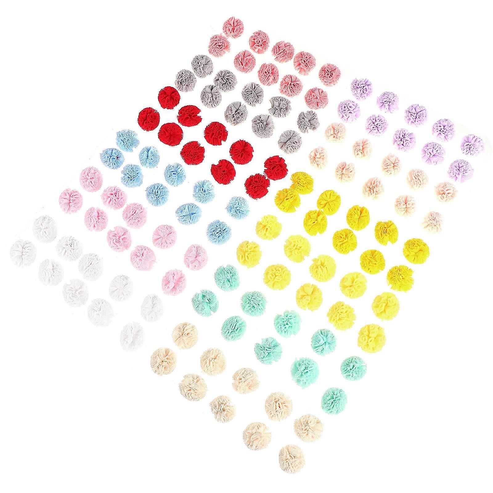 Assorted Color Gauze Pompoms for Pet Wearing Mesh Pompom 120Pcs Set