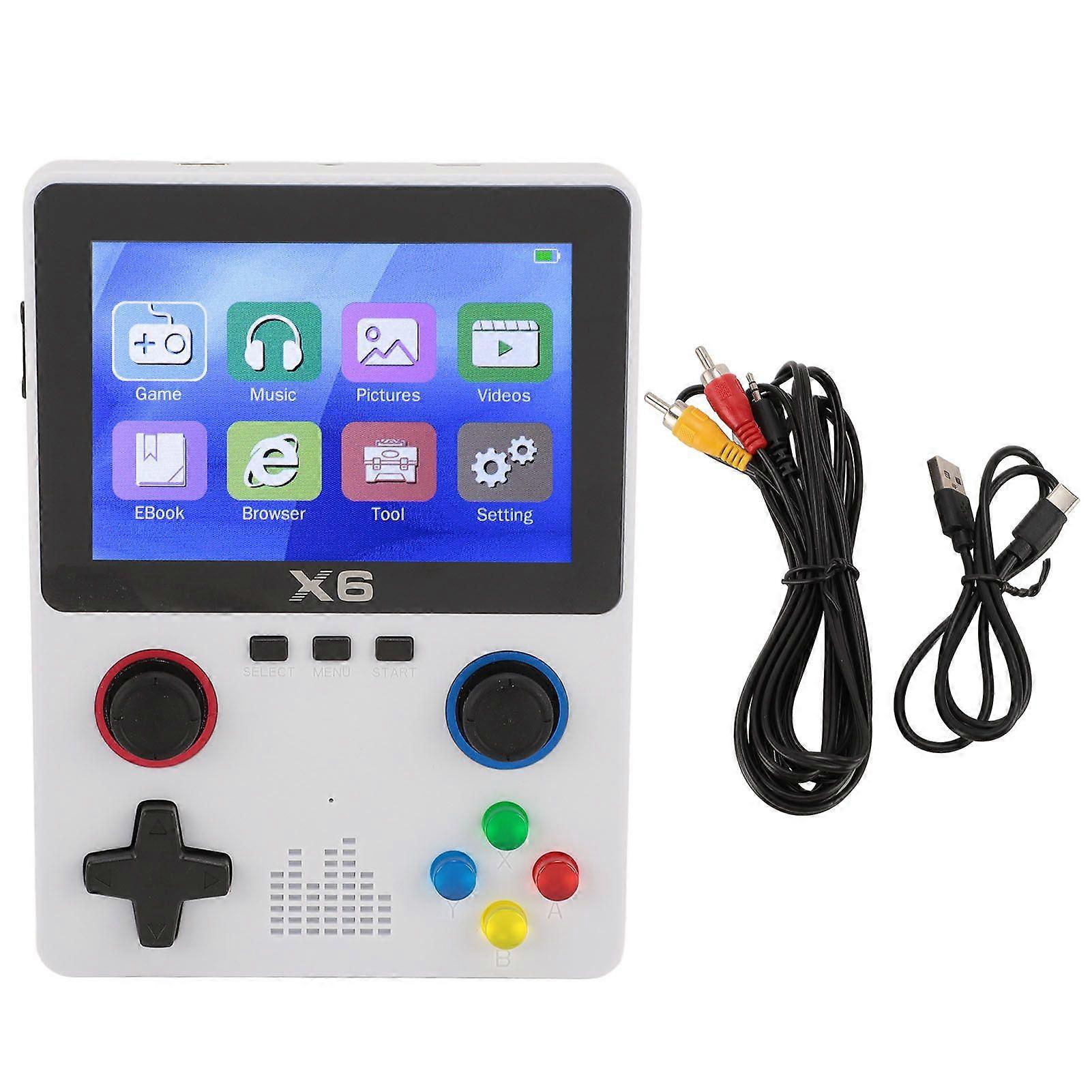Handheld Game Console with 32G Memory Card Retro Gaming Console Supported 11 Emulators 3.5 Inch IPS Screen 2000mAh Battery White