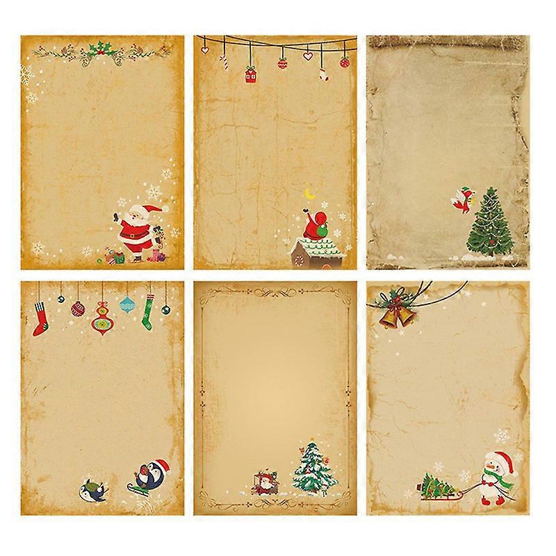 Kraft Brief Pad Set Smooth Writing Cartoon Pattern Santa Claus Christmas Envelopes Writing Paper Sch