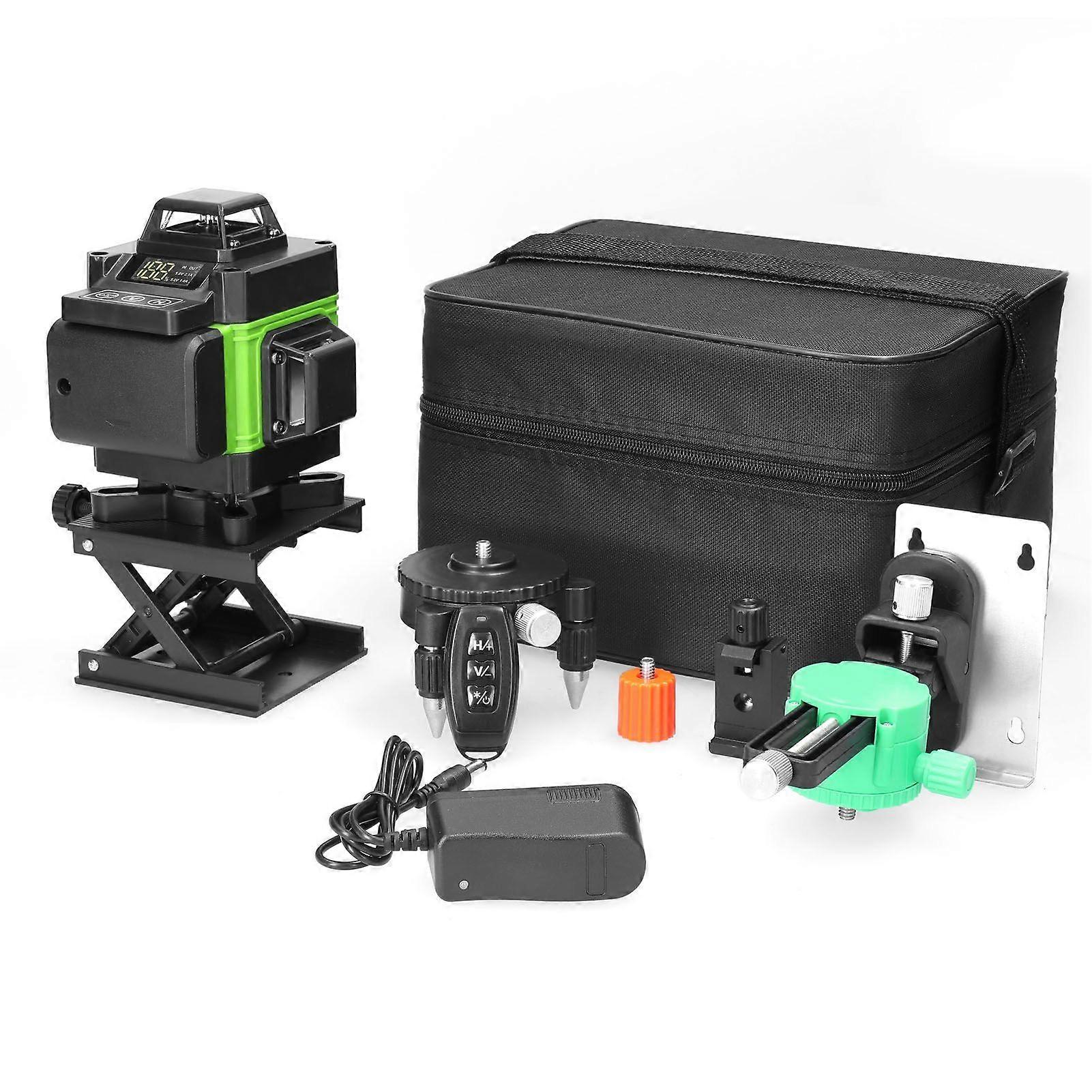 Multifunctional 4D 16 Lines Laser Level 3 Self-leveling Machine USB Rechargeable Lithium Battery Leveling Tool with 1.2M 3-Heights Adjustable Alloy Ex