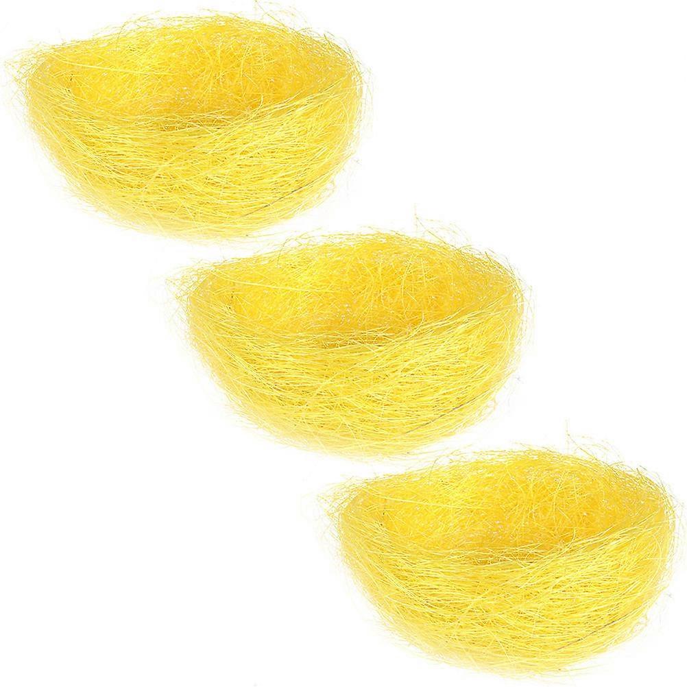 3Pcs Yellow Artificial Nest Chicken Nest for Storage Use Easter Decor