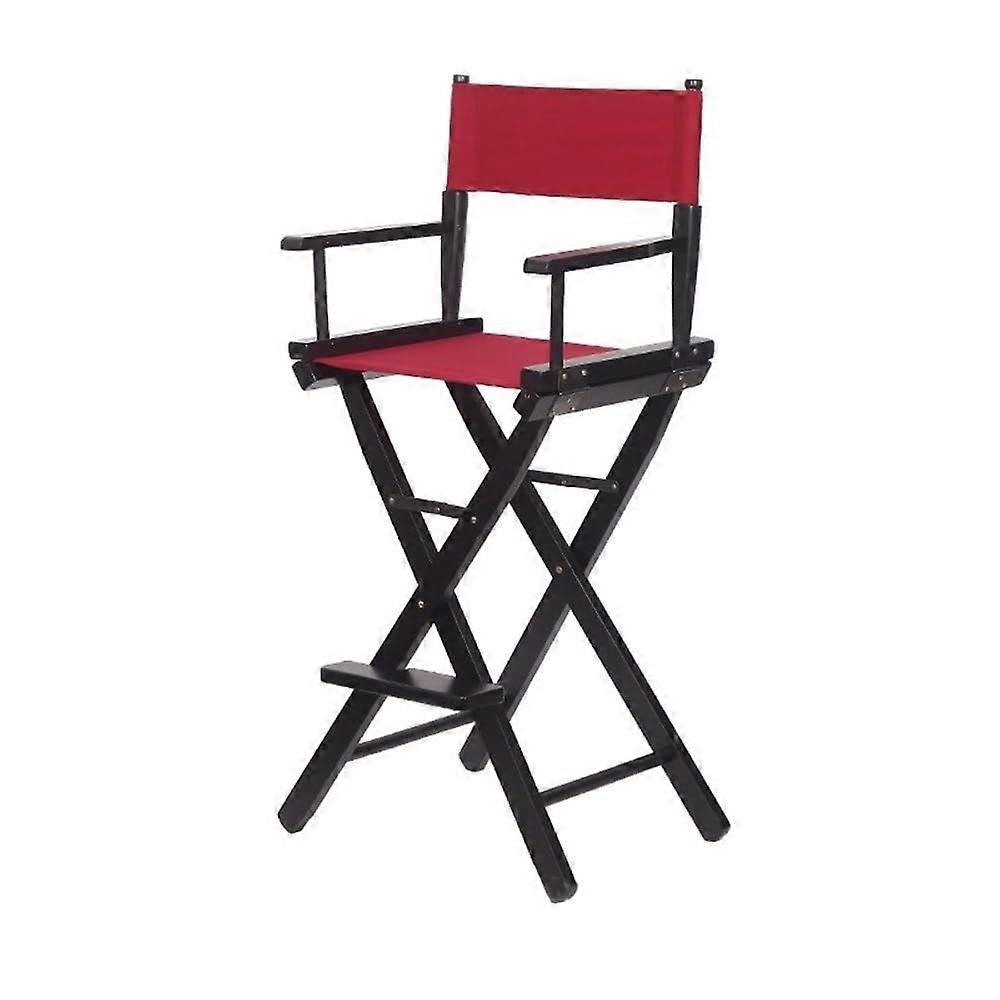 Solid Wood Director's Chair Foldable Canvas Seat Bar Chair Backrest Lounge Chair Color F