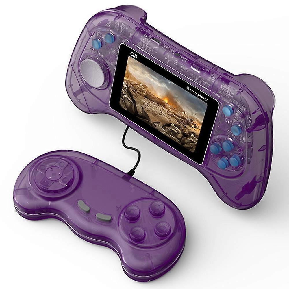 4pc Q8 Retro Game Console with Controller Built-In 800 Games - Transparent Purple