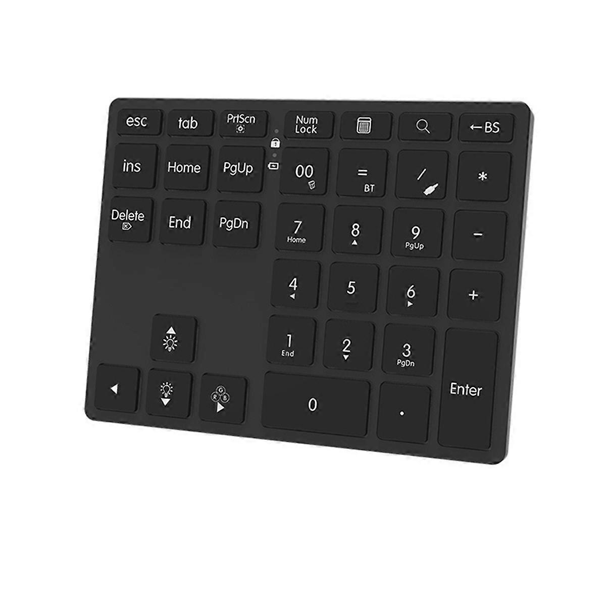 Tri-Mode Numpad 7-Color LED Backlit, BT5.0/USB/2.4G Wireless Rechargeable Number Pad 35-Key Scissor