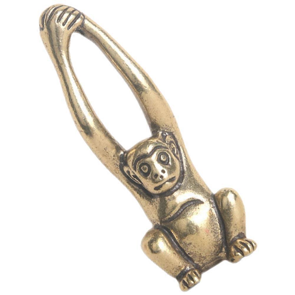 Gibbon Statue Miniature Brass Monkey Figure for Decor 2Pcs Golden Set