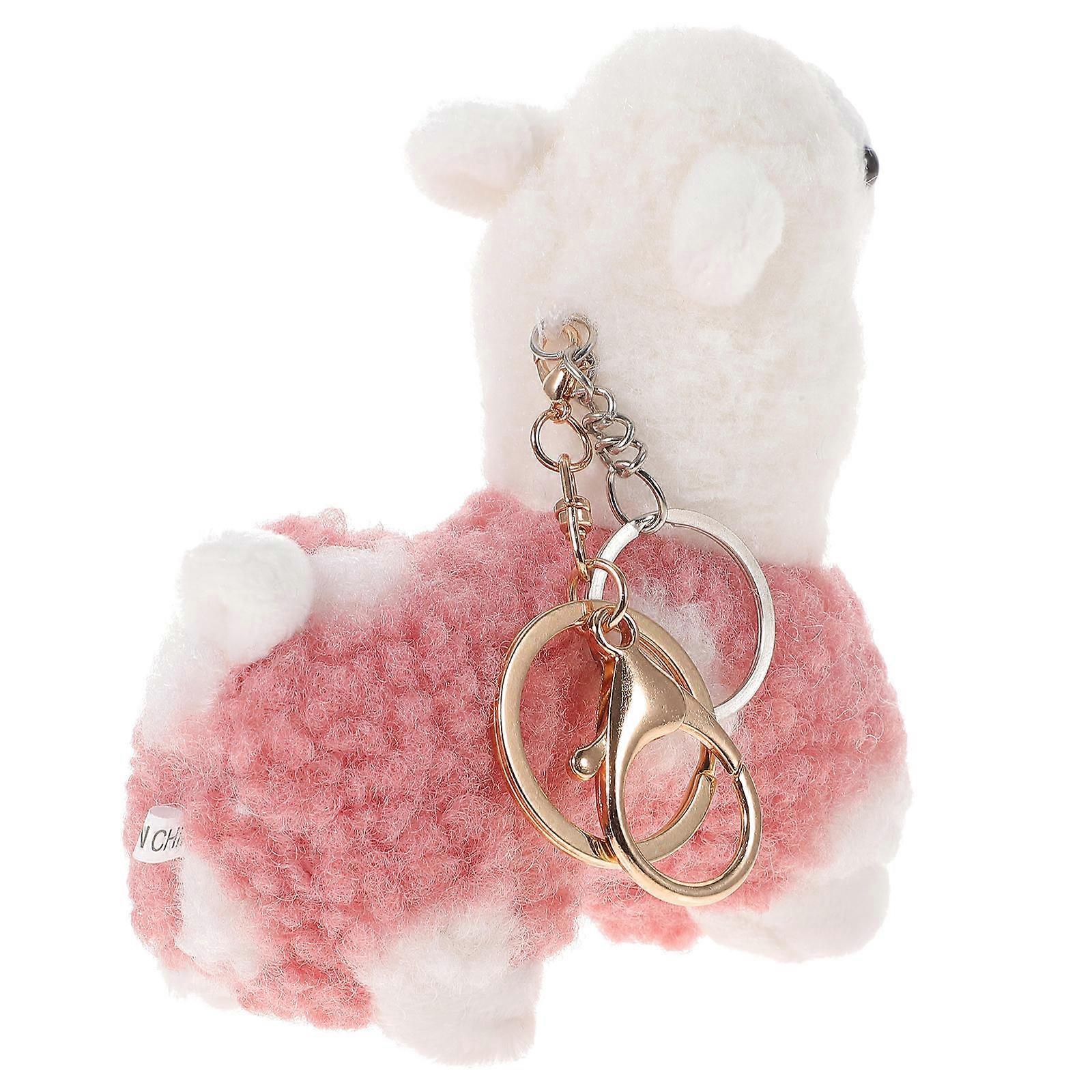 Alpaca Plush Key Chain Pendant for Decor 4Pcs Pink Hanging Charm
