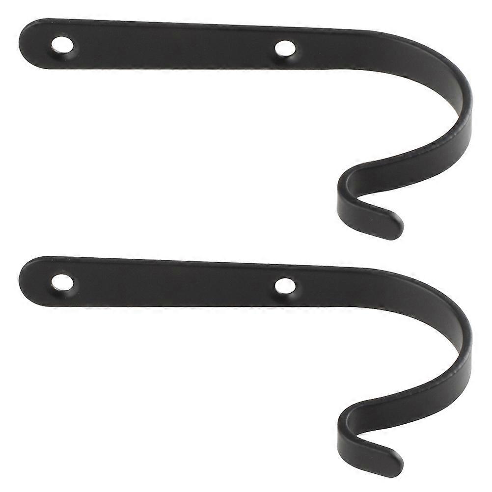 Outdoor Hanging Brackets 1 Set 2 Pcs Decorative Wall Hooks For Homeowners Gardeners Simple Design Black