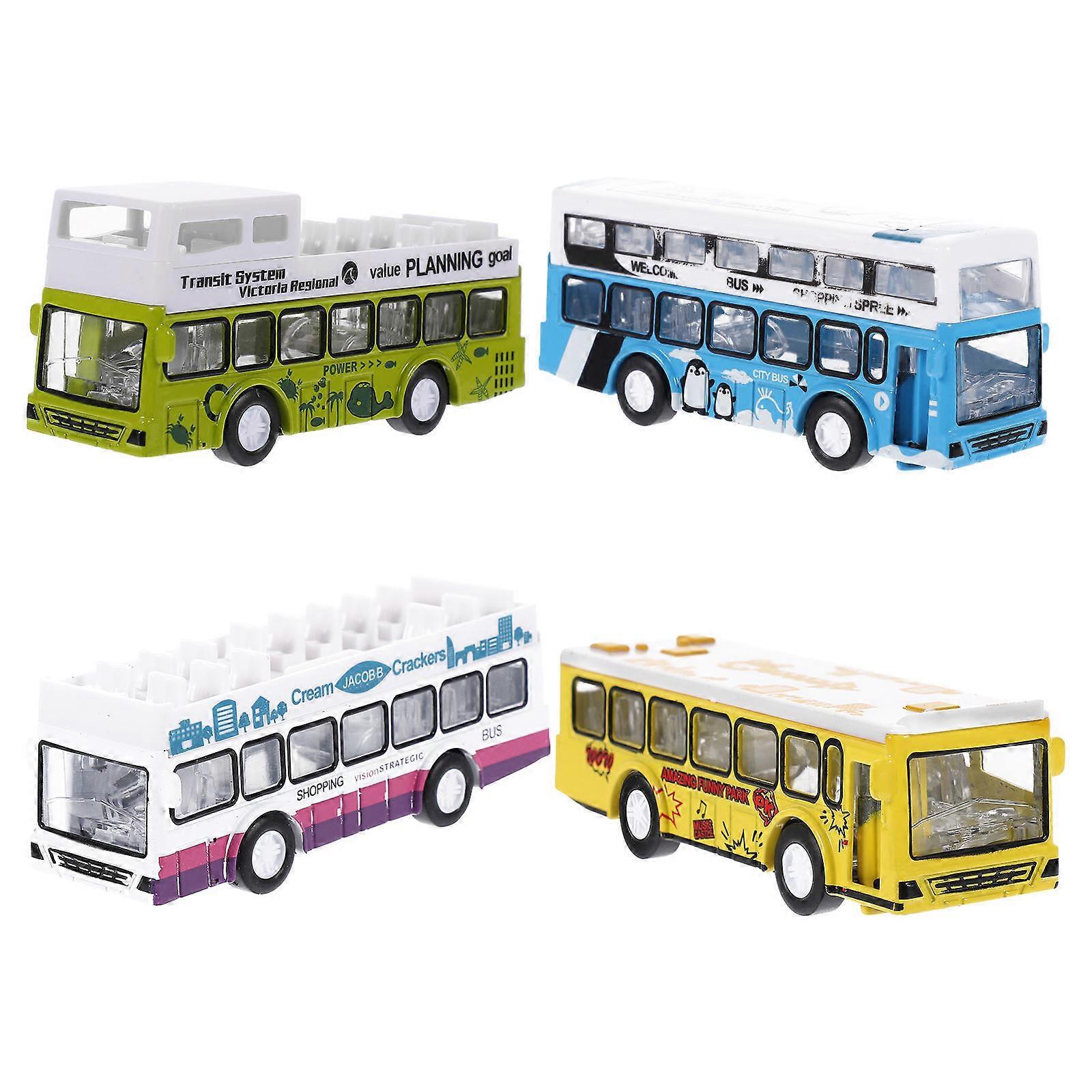City Bus Toy Model for Kids Pull Back Function 8Pcs Alloy Set