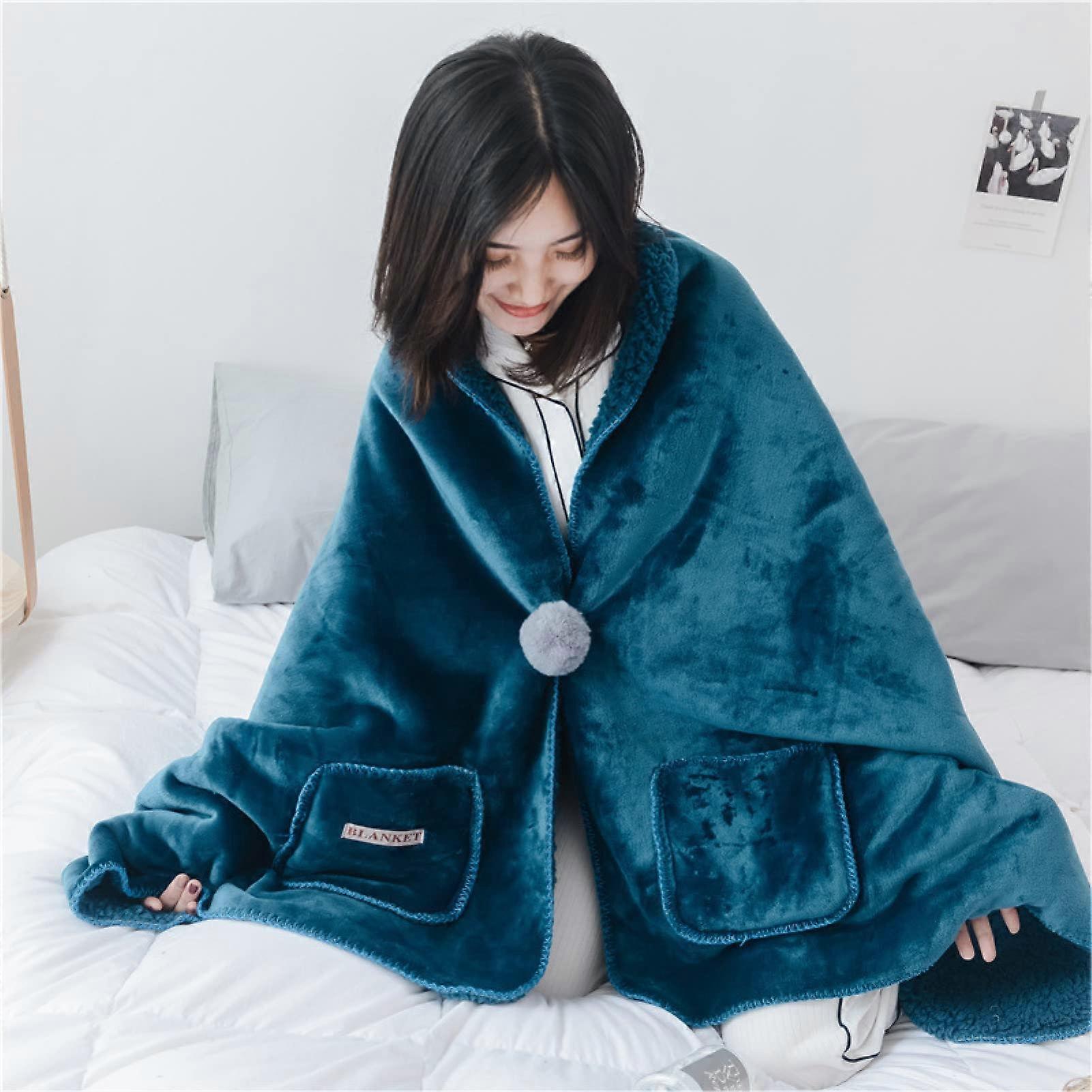 Knee Blanket Pattern 2 40x140 Cm Wearable Fluffy 4Way With Buttons For Naps Office Pattern 3