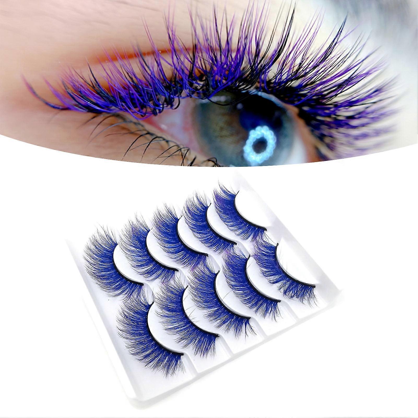 Hesroicy 5 Pairs 3D False Eyelashes Soft Comfortable to Wear Imitation Mink Gradient Color Beauty False Eye Lashes for Performance