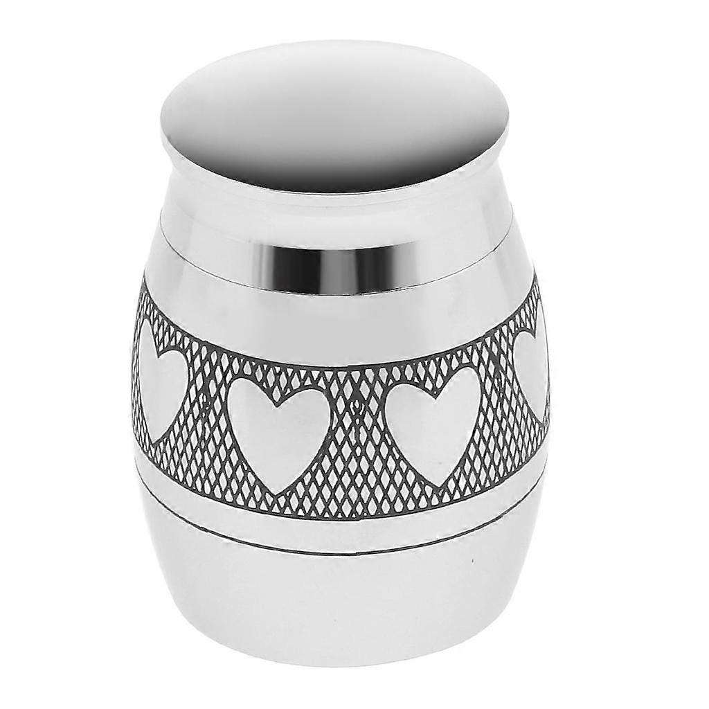 Heart Pattern Stainless Steel Cremation Urn Ash Memorial Container ze L